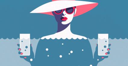 illustration d'une femme composée d'eau avec 2 verres